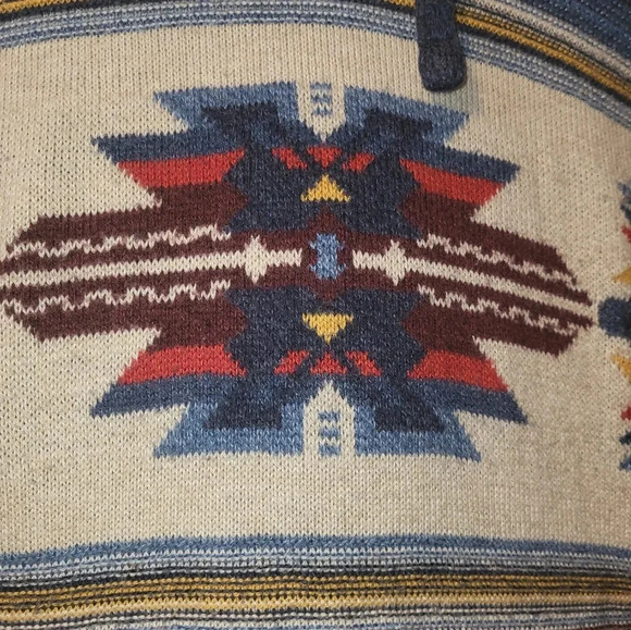 American Eagle Cotton‎ Wool Blend Sweater Hoodie Size X Small Blue Red - Picture 6 of 6